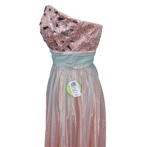 Vintage Blondie Nites Dress Peach Mint Ombre Beaded Prom Semi Formal Sz 11 - Picture 8 of 11